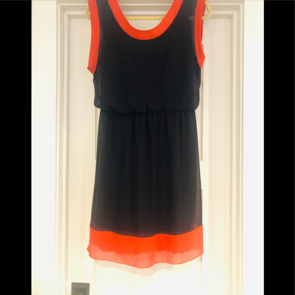 Navy Blue Dress with Orange trim